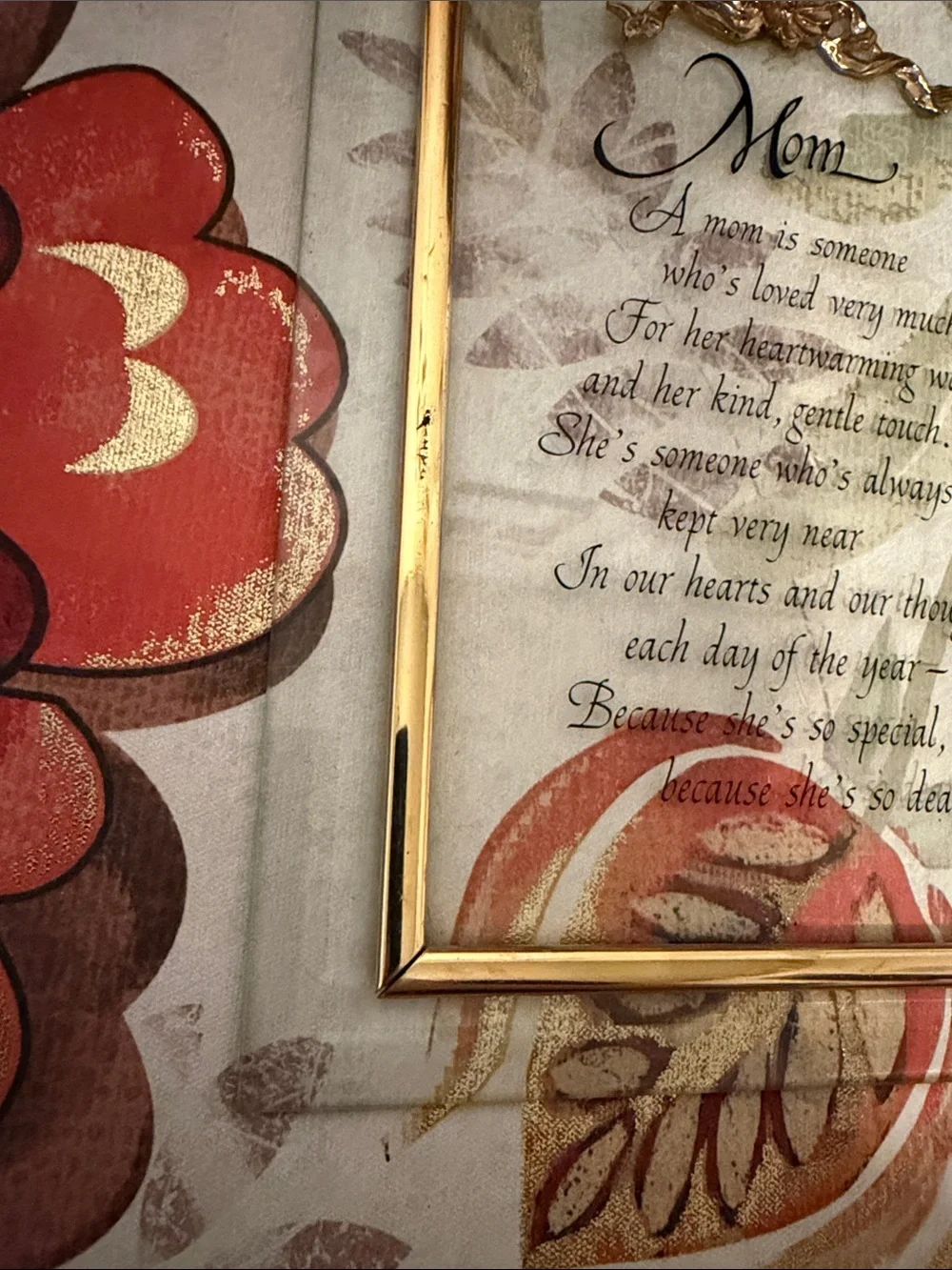 Gold Mom Sentiment Framed Wall Glass Art